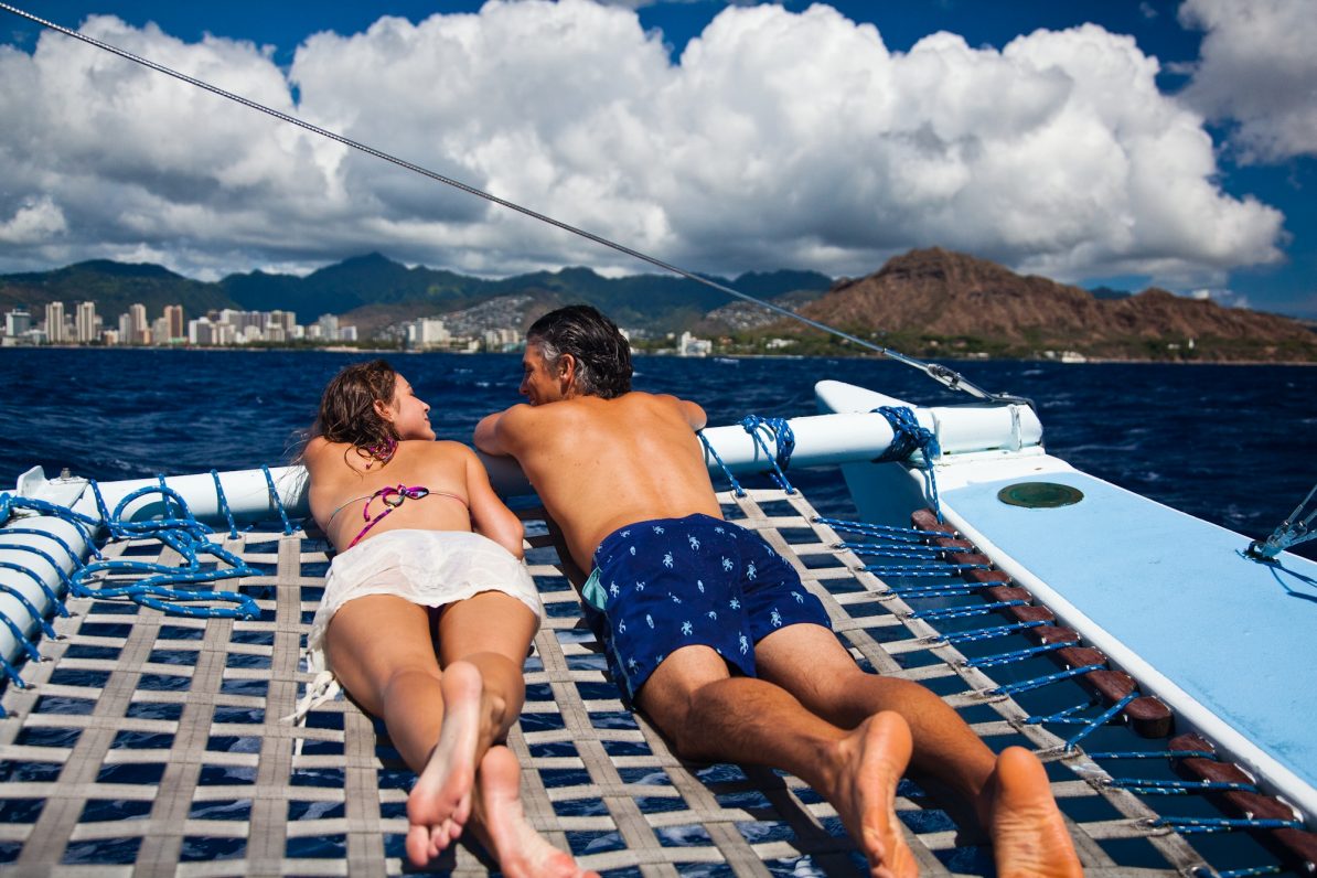 Couple enjoying view of Waikiki
