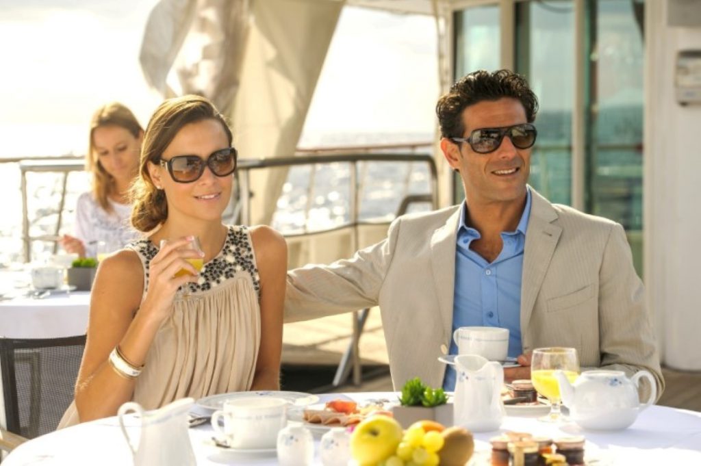 Ponant couple on deck
